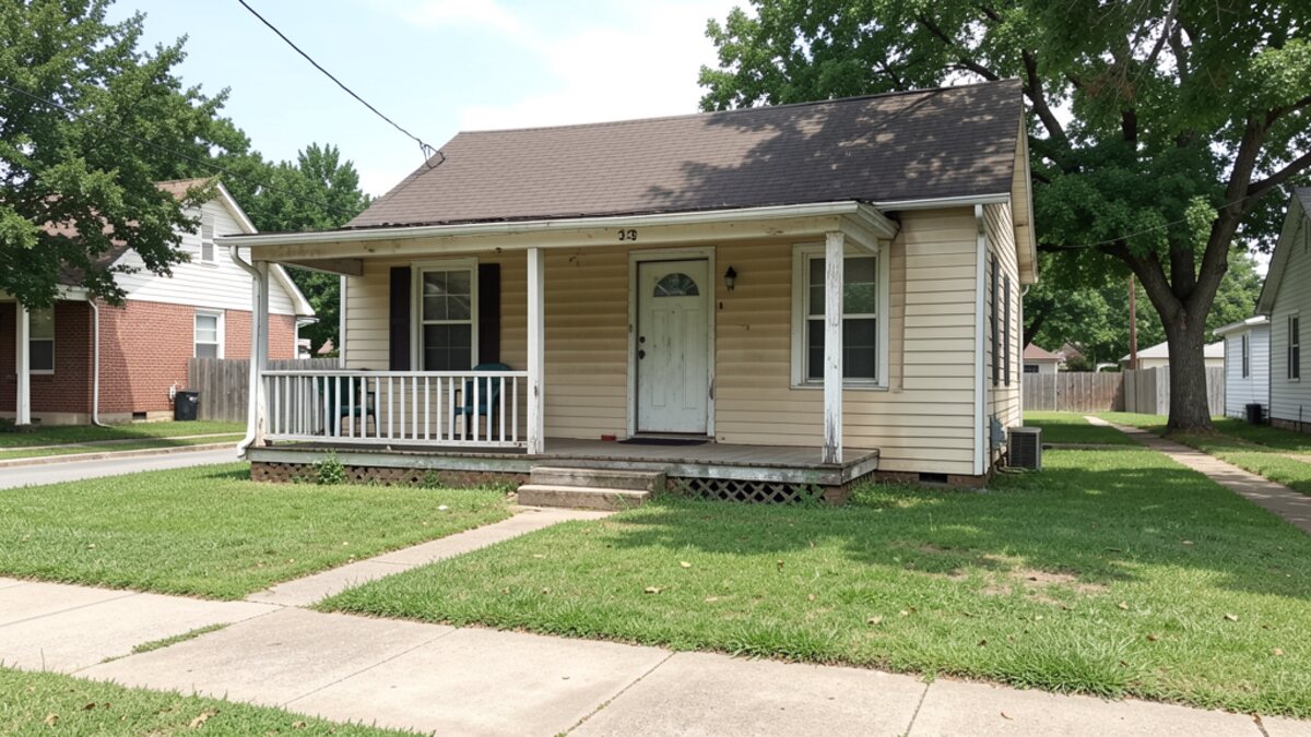 Older modest Abilene Texas porch home or bungalow on a quiet street