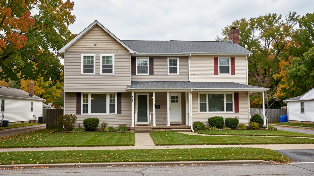 older small rental duplex or compact multifamily property in Alma Michigan