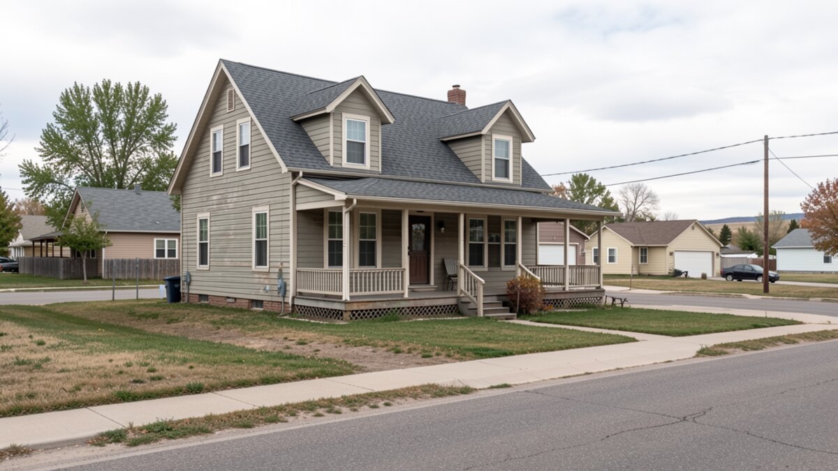 older modest Billings Montana front-porch home on a quiet residential street