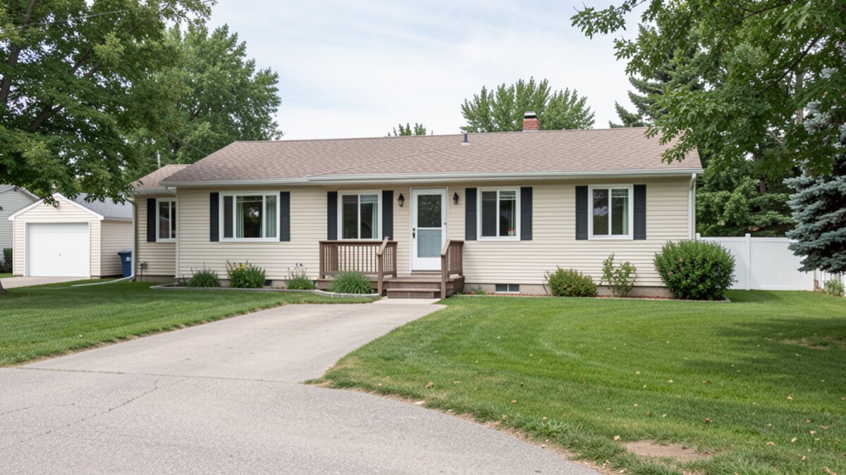 Bismarck North Dakota small ranch house with compact yard and driveway