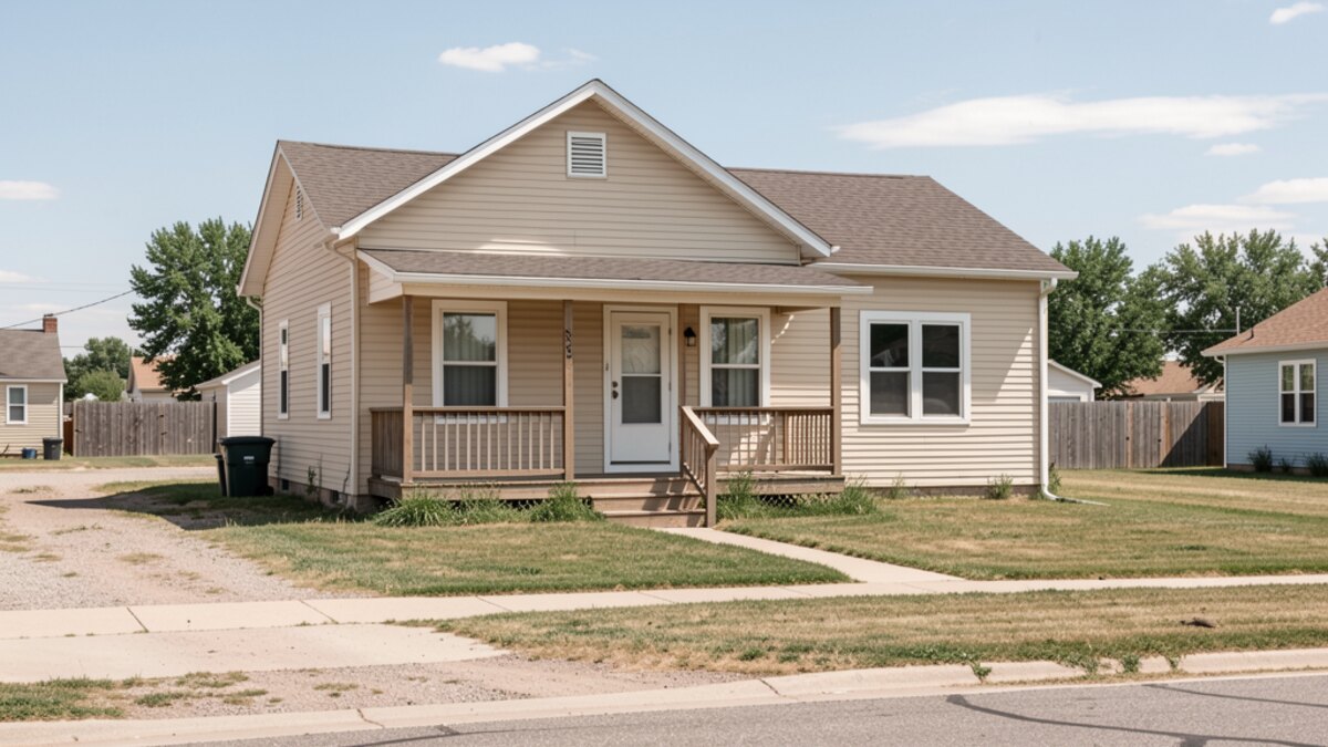 older modest Casper Wyoming front-porch home on a quiet residential street
