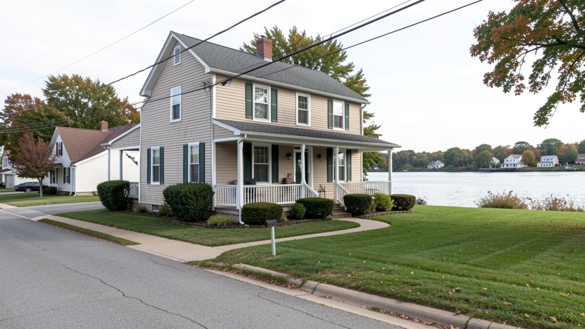 older modest Gallipolis Ohio front-porch home on a quiet residential street