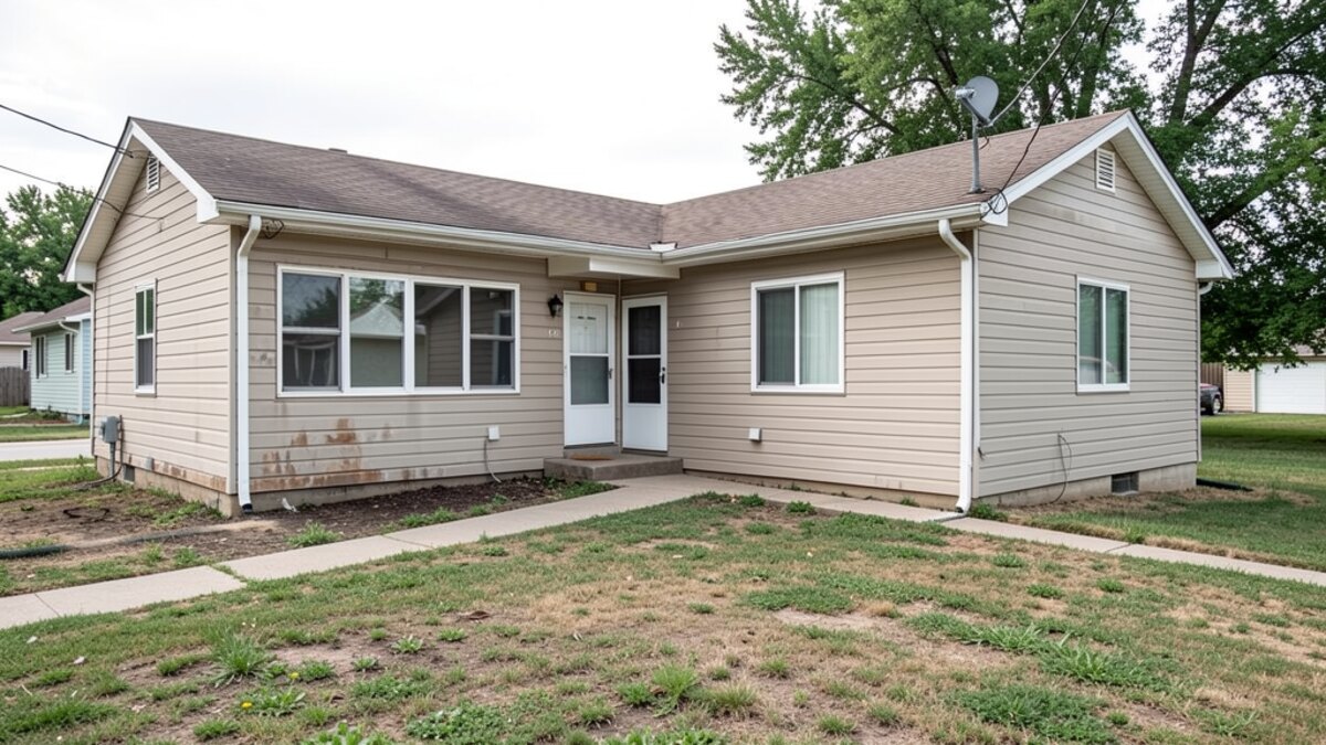 older small rental duplex or compact multifamily property in Hutchinson Kansas