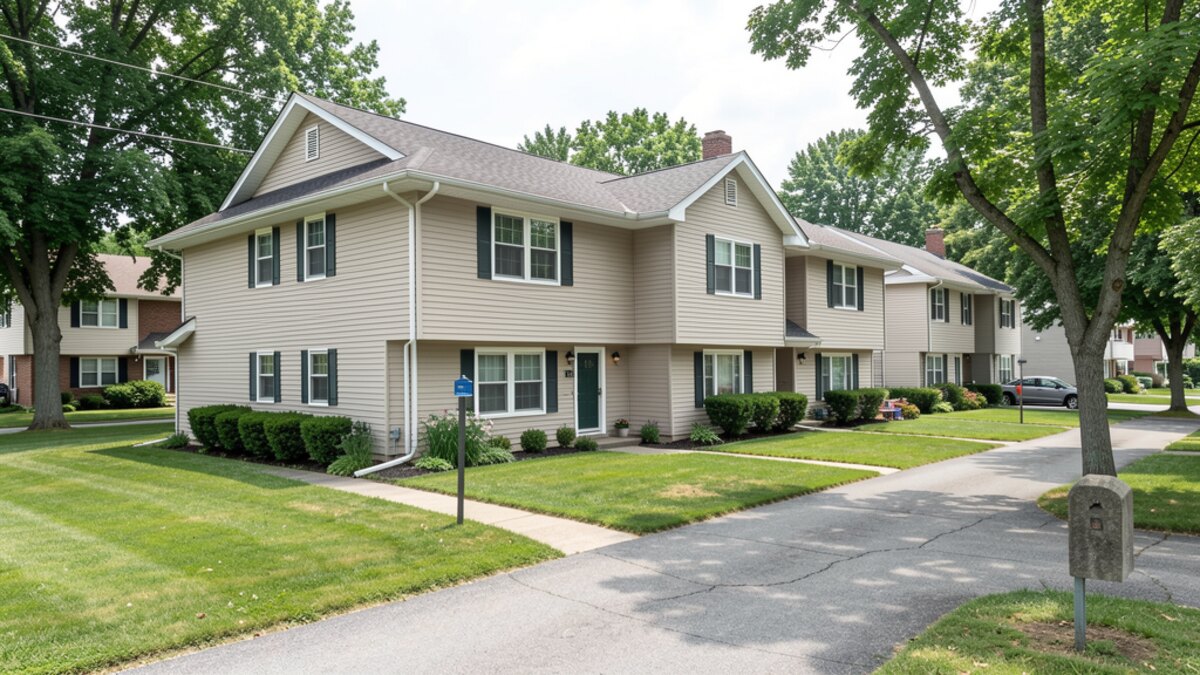 older small rental duplex or compact multifamily home in Ithaca New York