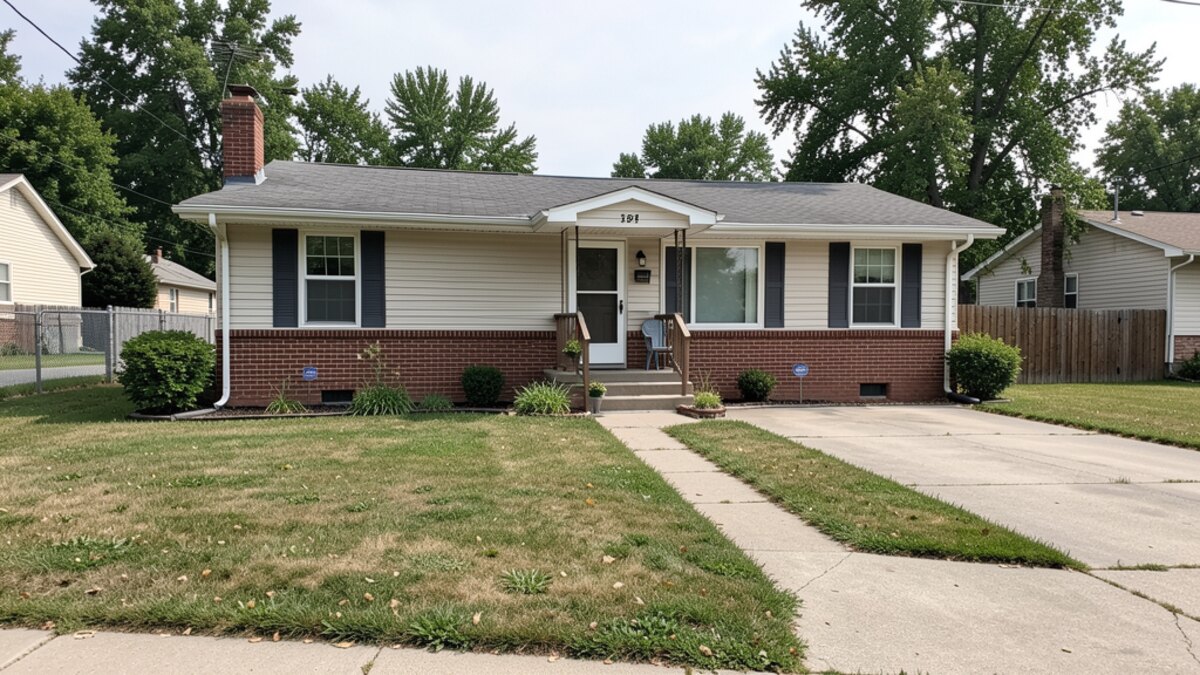 Kearney Nebraska small ranch house or bungalow with modest yard and driveway