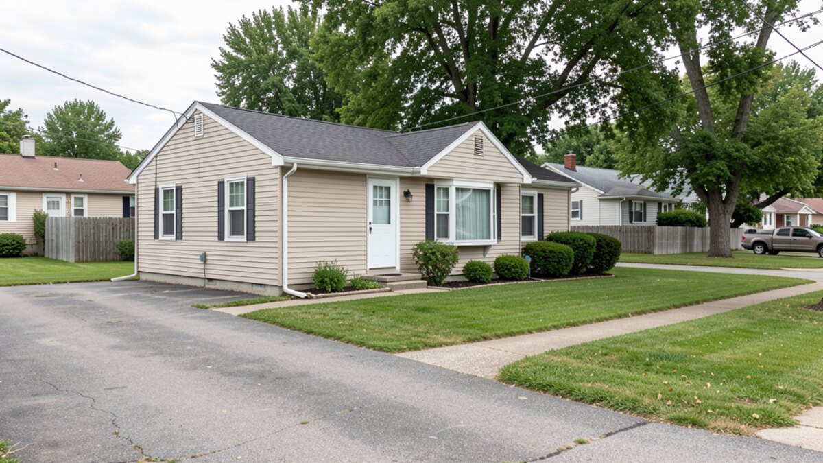 Logansport Indiana small ranch house or bungalow with compact yard and driveway
