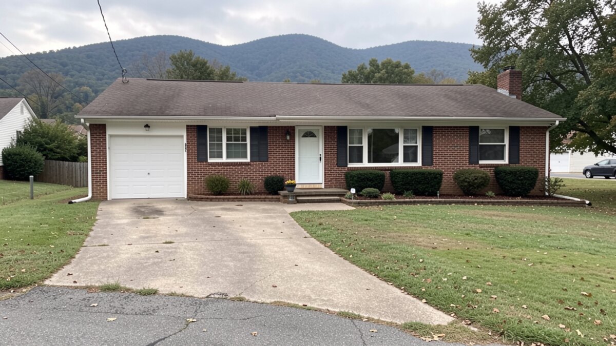 Modest Lynchburg Virginia brick ranch or bungalow with driveway and small yard
