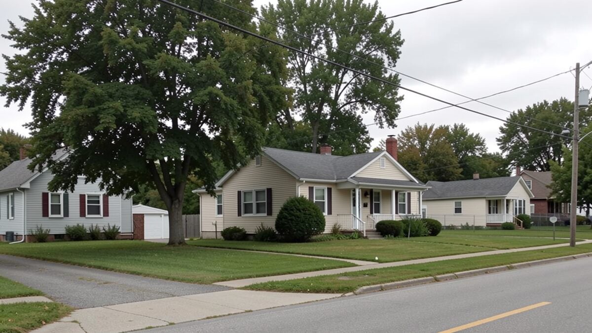 Modest Mankato Minnesota older home with mature trees