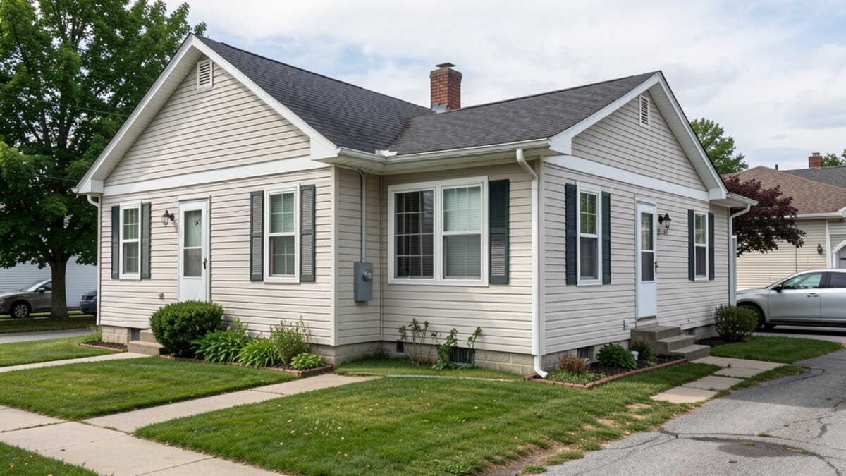 older small rental duplex or compact multifamily home in Monroe Michigan