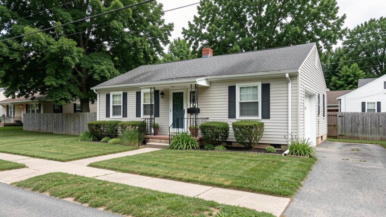 Representative Montgomery single-story ranch-style home with driveway and simple yard; illustrative only, not a real seller or property claim.
