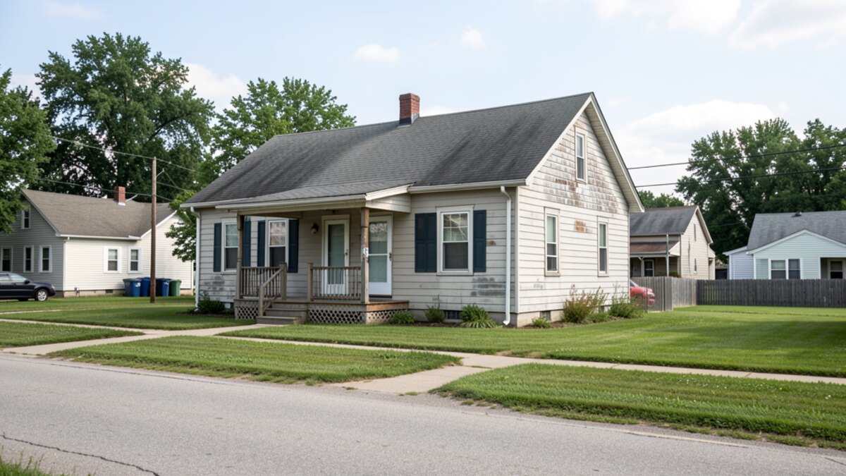Muscatine Iowa older duplex or small rental property in a modest Mississippi River town neighborhood