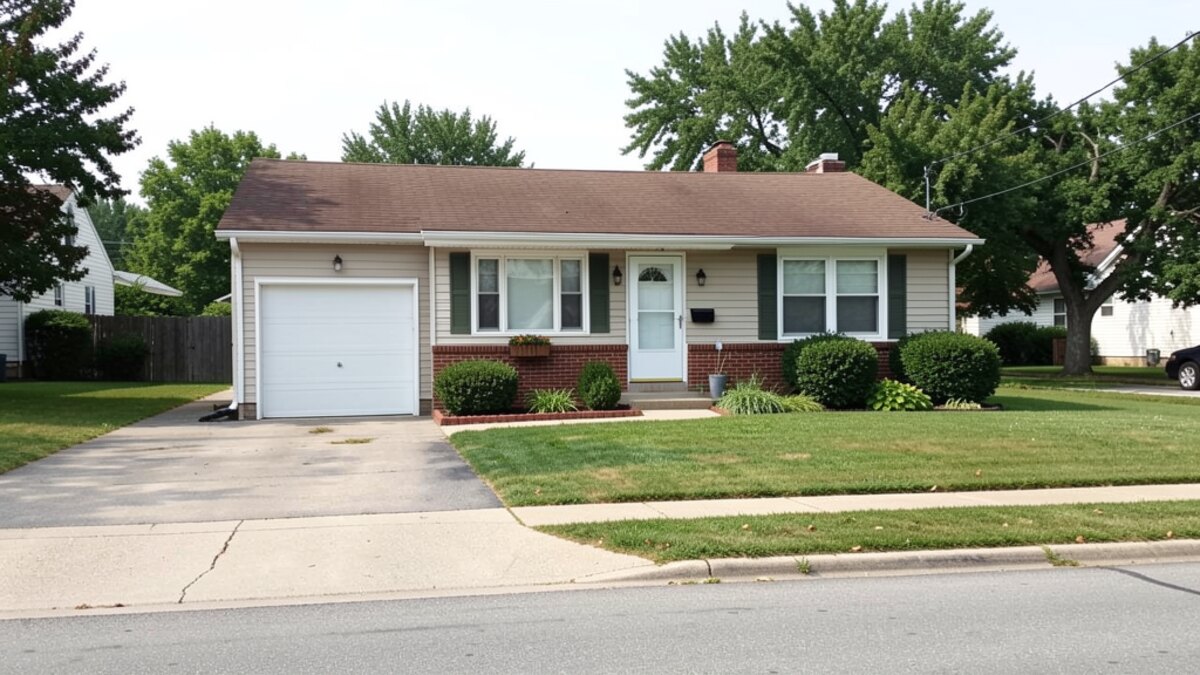 modest Norwalk Ohio ranch house with driveway and small yard
