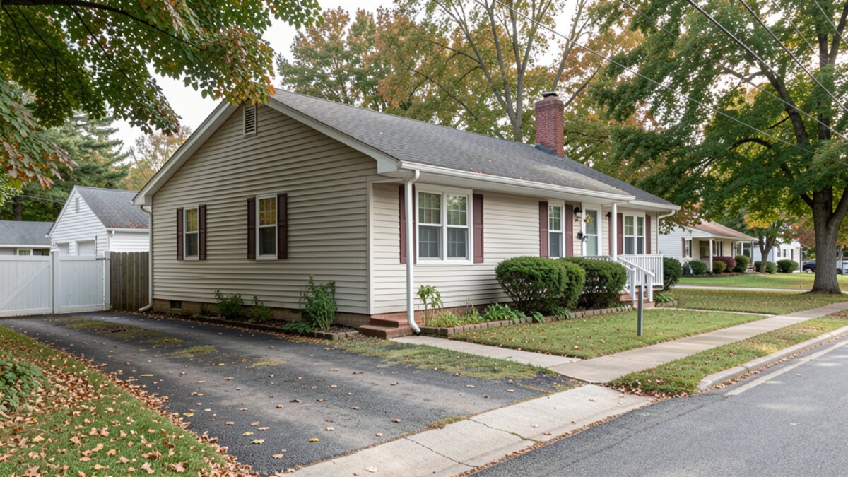 Parkersburg West Virginia small bungalow or ranch house with modest siding and older driveway
