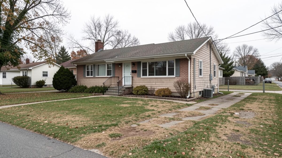 Modest South Bend Indiana bungalow with simple driveway and older housing-stock character