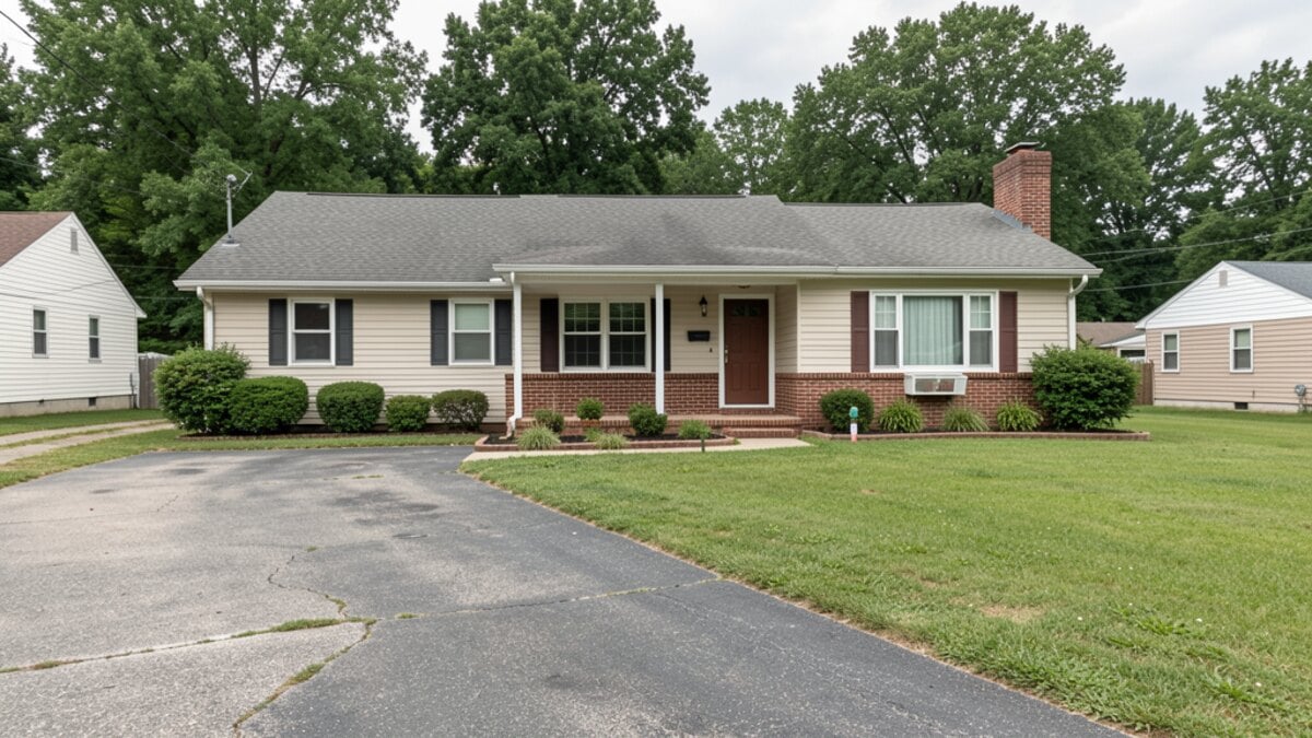modest Springfield Missouri ranch house with driveway and small yard