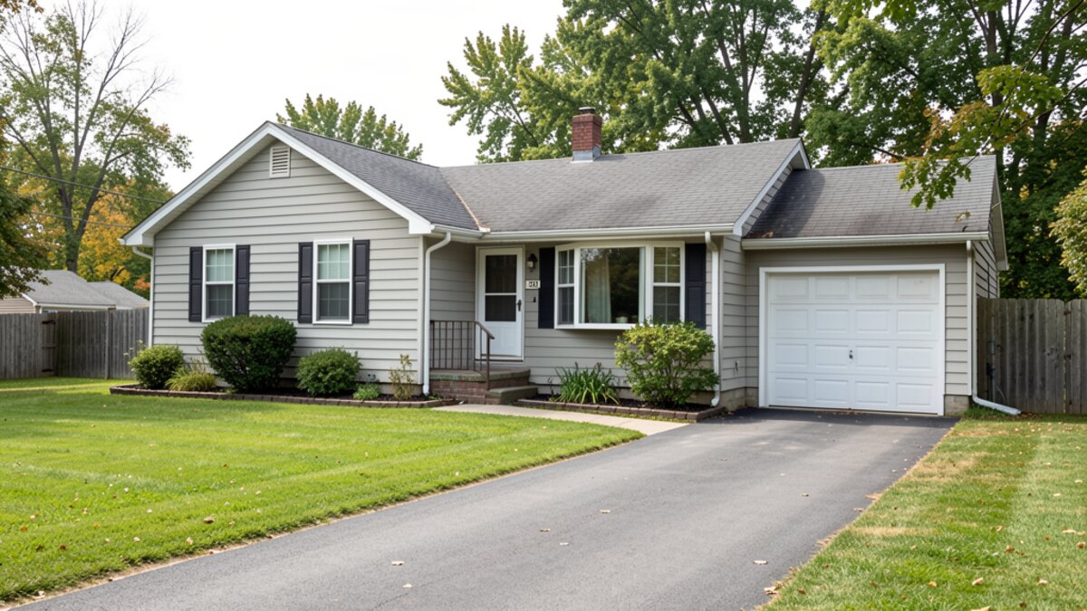 Stevens Point Wisconsin small ranch house or bungalow with compact yard and driveway