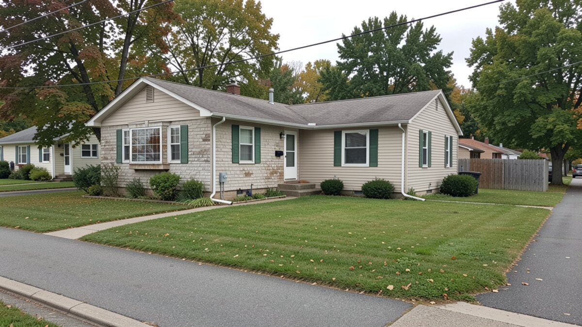 Waupaca Wisconsin older duplex or small rental property exterior in a modest neighborhood