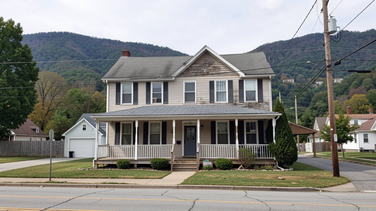 older modest Wheeling West Virginia front-porch home on a quiet residential street