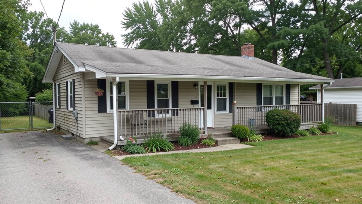 modest Wisconsin Rapids Wisconsin ranch house with driveway and small yard